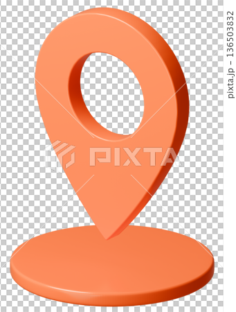 3D画像_マップピン_オレンジ 136503832