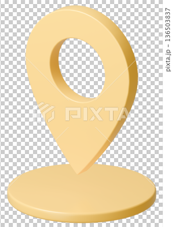 3D画像_マップピン_黄色 3D画像_マップピン_黄色 136503837