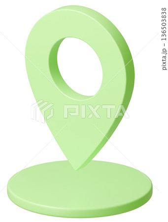 3D画像_マップピン_黄緑 136503838