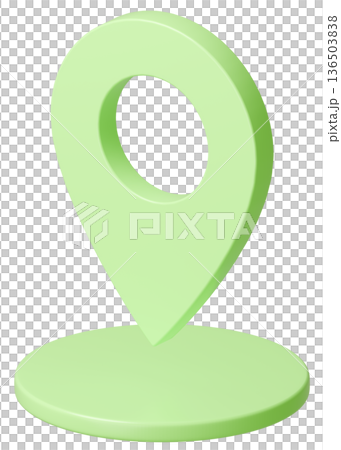 3D画像_マップピン_黄緑 136503838