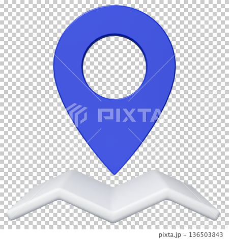 3D画像_マップピン_青 136503843
