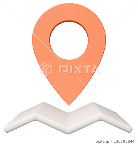 3D画像_マップピン_オレンジ 136503844