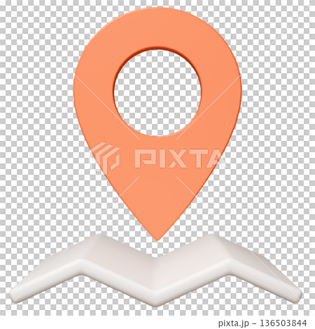 3D画像_マップピン_オレンジ 136503844
