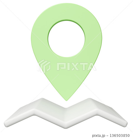 3D画像_マップピン_黄緑 136503850