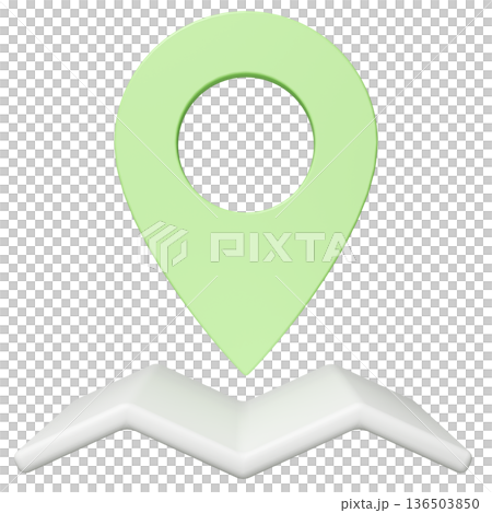 3D画像_マップピン_黄緑 136503850