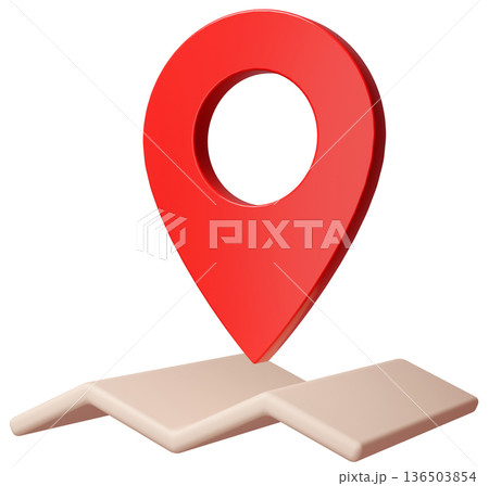 3D画像_マップピン_赤 3D画像_マップピン_赤 136503854