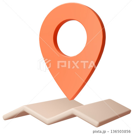 3D画像_マップピン_オレンジ 136503856