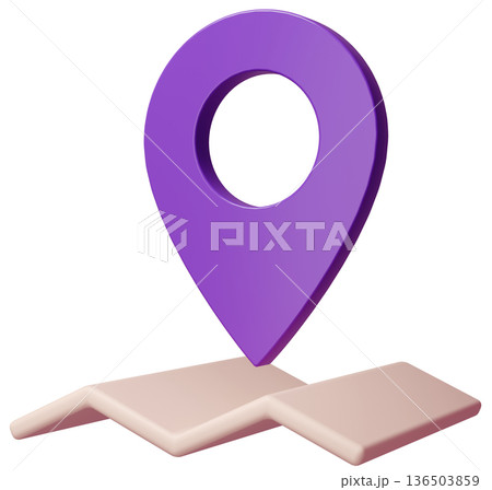 3D画像_マップピン_紫 136503859