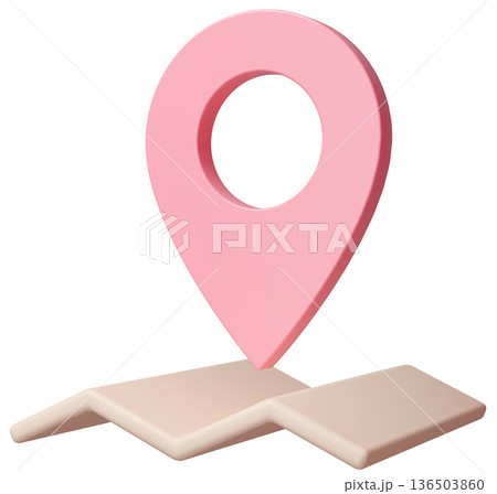 3D画像_マップピン_ピンク 136503860