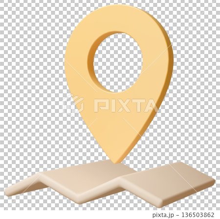 3D画像_マップピン_黄色 136503862