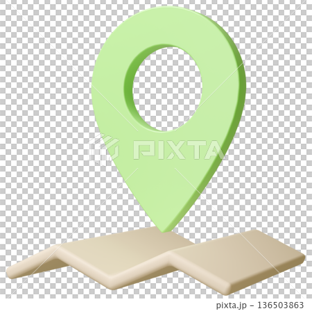 3D影像地圖圖釘黃綠色 3D影像地圖圖釘黃綠色 136503863