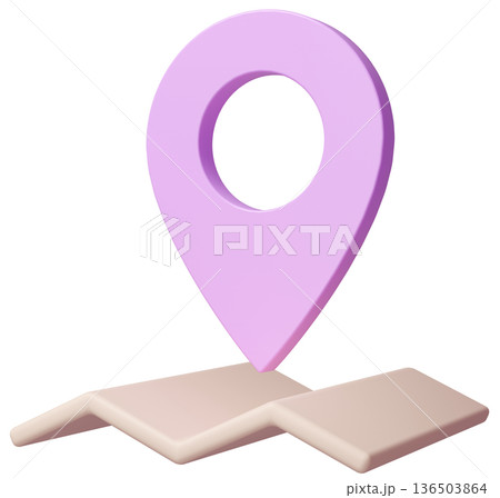3D画像_マップピン_紫 136503864