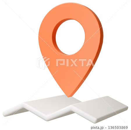 3D画像_マップピン_オレンジ 3D画像_マップピン_オレンジ 136503869