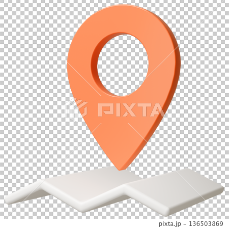 3D画像_マップピン_オレンジ 3D画像_マップピン_オレンジ 136503869