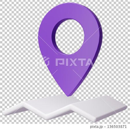 3D影像地圖圖釘_紫色 136503871