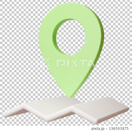 3D影像地圖圖釘黃綠色 136503875