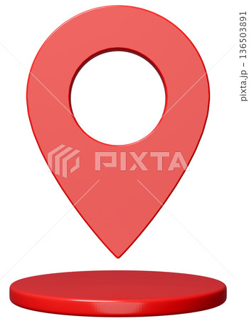 3D画像_マップピン_赤 136503891