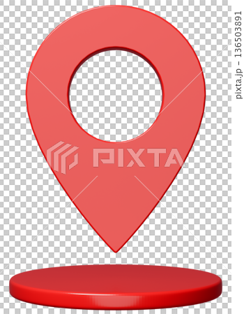 3D画像_マップピン_赤 136503891