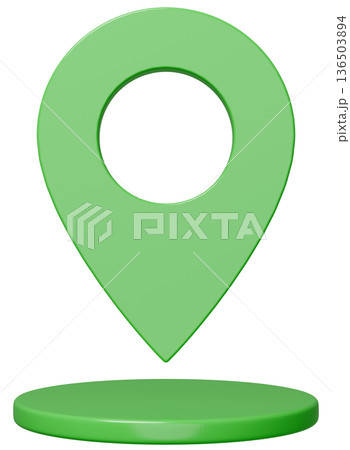 3D画像_マップピン_緑 136503894
