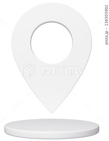 3D画像_マップピン_白 136503902