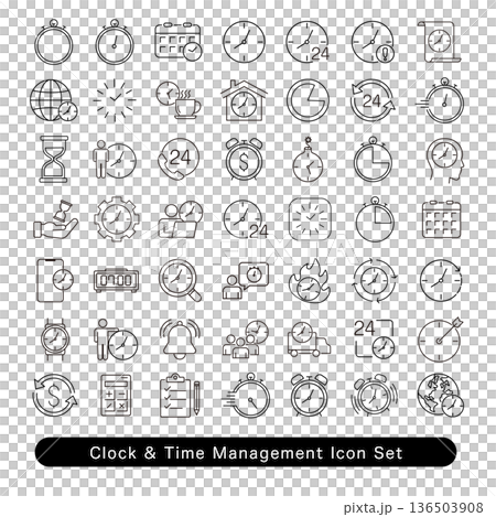 時計・時間管理のアイコンセット:砂時計・タイマー・スケジュール素材 136503908