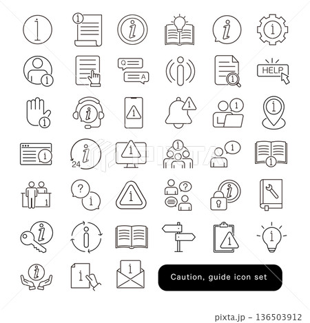 注意・ガイド・マニュアルのアイコンセット 注意・ガイド・マニュアルのアイコンセット 136503912