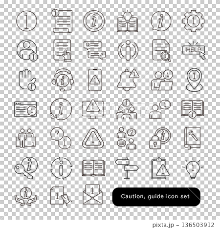 注意・ガイド・マニュアルのアイコンセット 注意・ガイド・マニュアルのアイコンセット 136503912