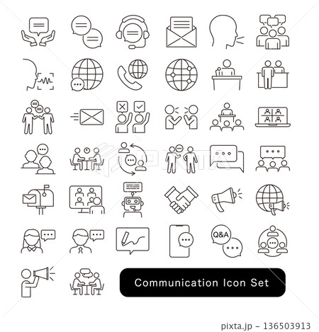 会話・コミュニケーションのアイコンセット:対話・ミーティング素材 136503913