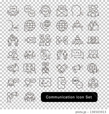 会話・コミュニケーションのアイコンセット:対話・ミーティング素材 136503913