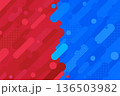 背景素材 赤色 青色 対決 ツートン 2色 対比  幾何学的なドットとストライプ背景 バック 136503982