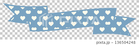 シンプルでかわいいハート模様のリボン ブルー1 136504248