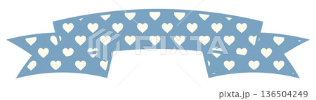 シンプルでかわいいハート模様のリボン ブルー2 136504249