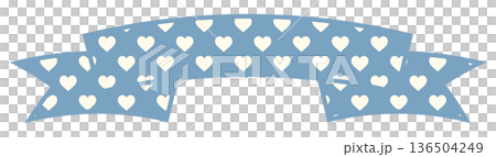 シンプルでかわいいハート模様のリボン ブルー2 136504249