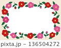 椿 手描きイラスト ベクター フレーム 136504272