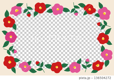 山茶花手繪插圖向量圖框 山茶花手繪插圖向量圖框 136504272