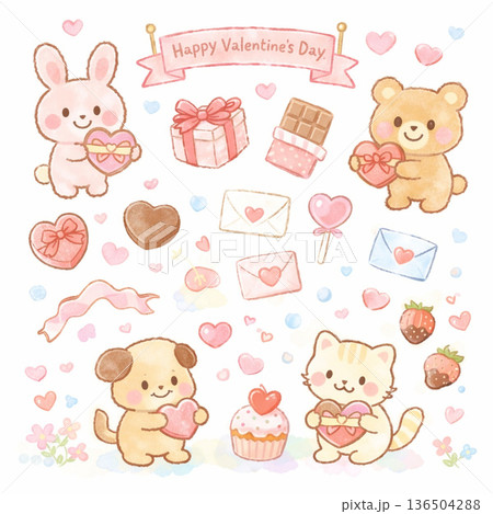 バレンタイン　動物 136504288