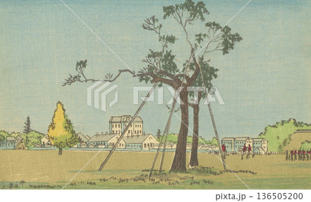 明治時代の東京：井上安治(1864-1889)「外櫻田遠景」 136505200