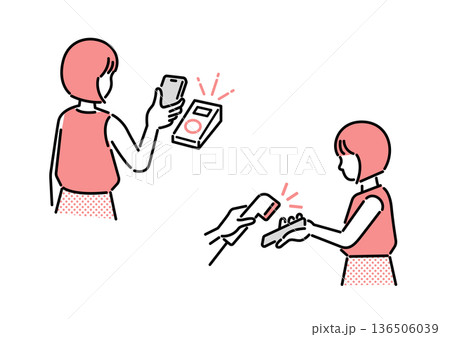 スマホ決済 レジ会計 女性 136506039