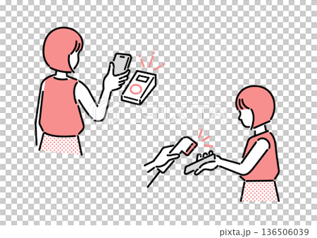 スマホ決済 レジ会計 女性 136506039