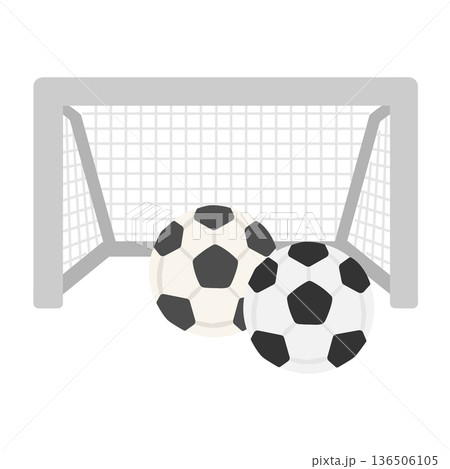 サッカーボールとサッカーゴール　イラスト 136506105
