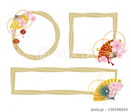 春の桜の花びらフレーム 136506820