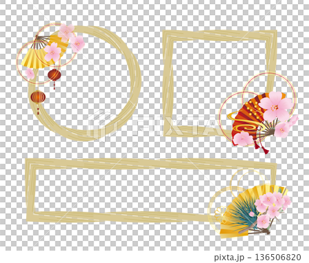 春の桜の花びらフレーム 136506820