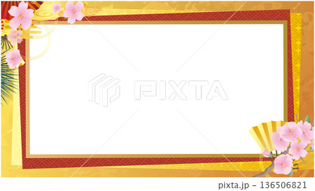 春の桜の花びらフレーム 136506821