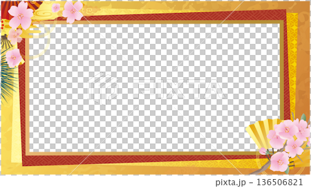 春の桜の花びらフレーム 136506821