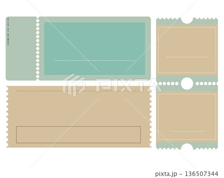 ヴィンテージチケットのデザインテンプレートセット/ Vintage Ticket Template ヴィンテージチケットのデザインテンプレートセット/ Vintage Ticket Template 136507344