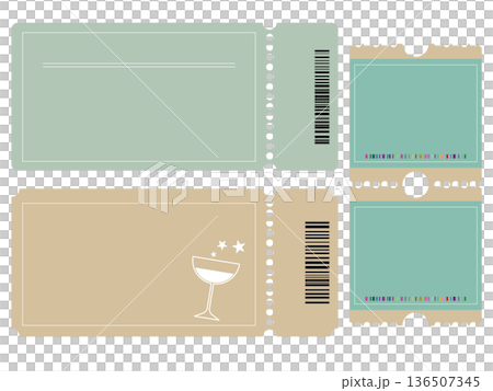 Vintage Ticket Design Template Set / Vintage Ticket Template 136507345