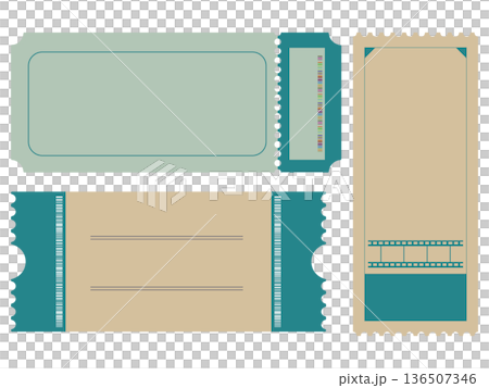 ヴィンテージチケットのデザインテンプレートセット/ Vintage Ticket Template  136507346