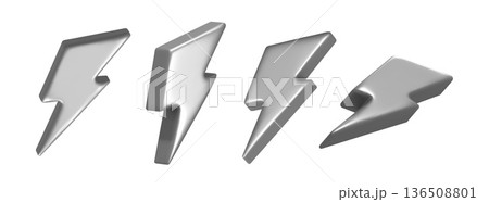3d lightning metal icon. Silver thunder bolt flash, chrome y2k arrow, metallic thunderbolt realistic render. Electric charge warning symbol, high voltage hazard sign, energy power, fast vector emoji 3d lightning metal icon. Silver thunder bolt flash, chrome y2k arrow, metallic thunderbolt realistic render. Electric charge warning symbol, high voltage hazard sign, energy power, fast vector emoji 136508801
