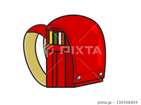 入学式・新一年生のイメージ 赤いランドセルのイラスト素材 136508804