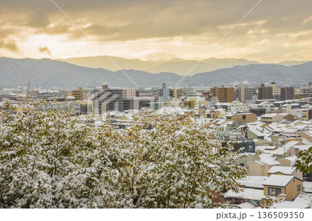 大雪の景色　京都市の眺望 136509350